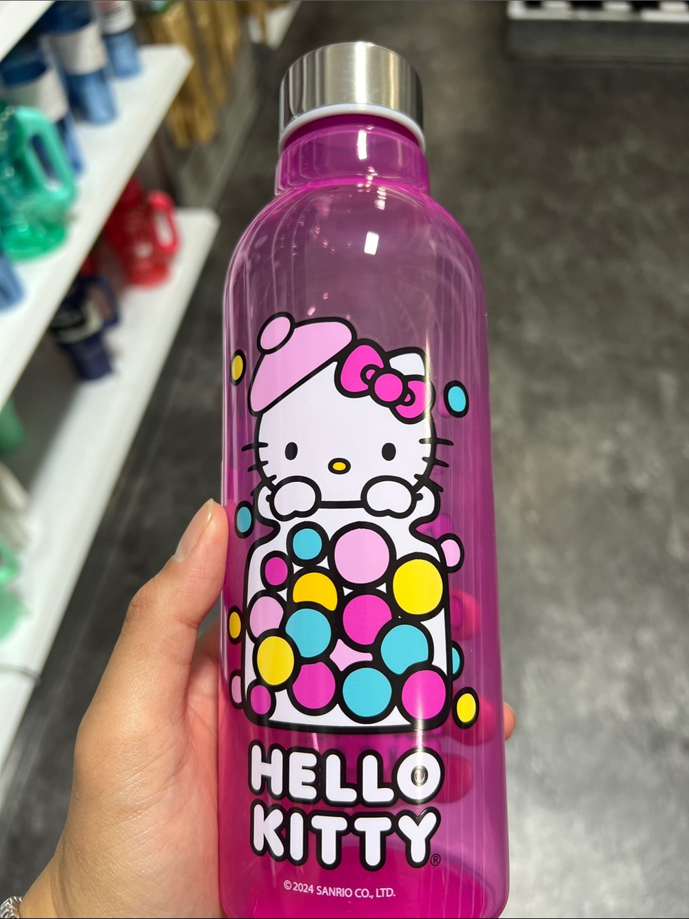 Sanrio Hello Kitty Pink Bubble Graphic Water Bottle